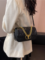 Leather Square Chains Handle Women's Shoulder Bag