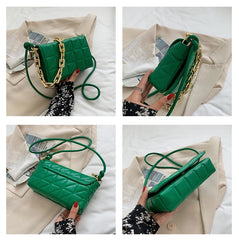 High Leather Thick Chain Shoulder Crossbody Bag For Women