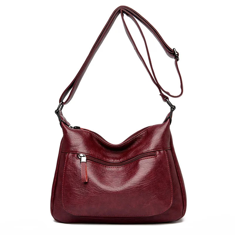 High Leather Tote for Ladies Casual Women Shoulder Crossbody Sac Female Worker