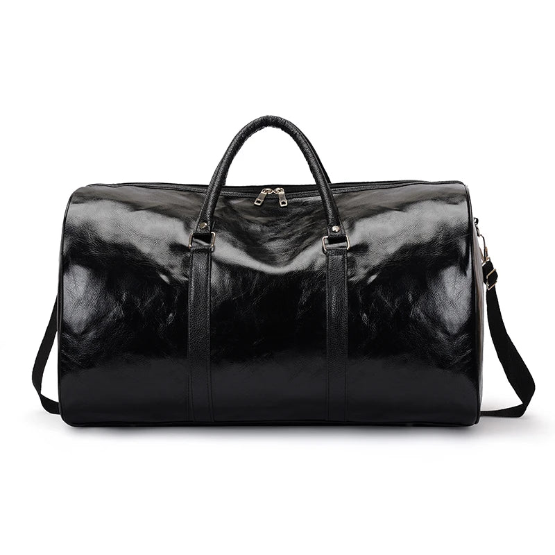 Large Leather Travel Bag Waterproof Handbag Men Women Duffle Shoulder Luggage