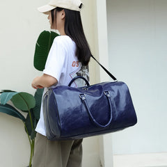 Large Leather Travel Bag Waterproof Handbag Men Women Duffle Shoulder Luggage