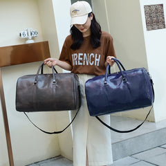 Large Leather Travel Bag Waterproof Handbag Men Women Duffle Shoulder Luggage