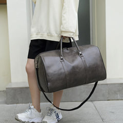 Large Leather Travel Bag Waterproof Handbag Men Women Duffle Shoulder Luggage