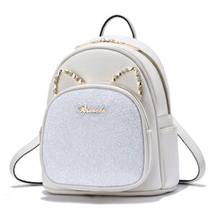 Microfiber Leather Rhinestone Backpack Casual Shine Diamonds