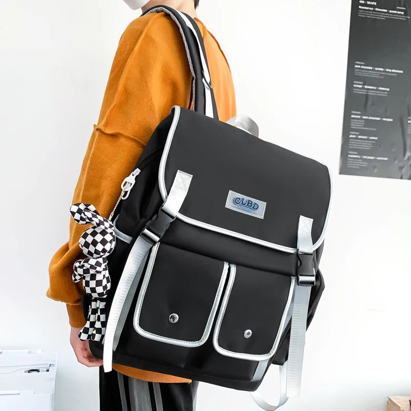 Multiple Pockets Buckle Women Backpack Large Capacity Waterproof Laptop Backpack