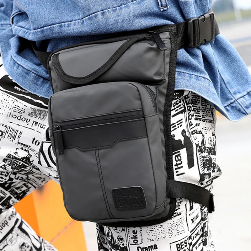 Nylon Men Drop Leg Bag Fanny Pack Motorcycle Riding Casual Shoulder Cross Body