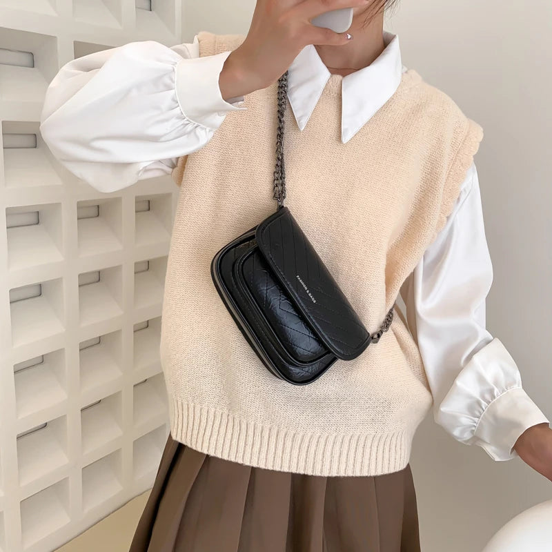 PU Leather Crossbody Bag Chain Shoulder Handbag