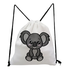 Animal Cartoon Koala Print Drawstring Backpack for Students