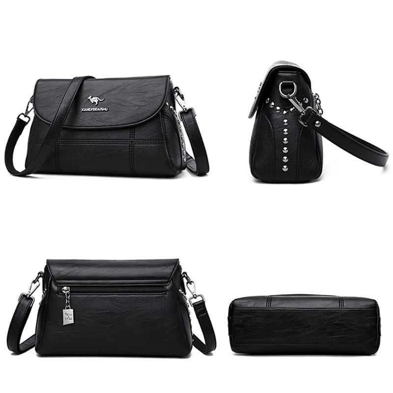 Women's High Shoulder Crossbody Bag PU Leather Messenger Handbag