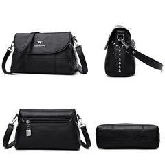 Women's High Shoulder Crossbody Bag PU Leather Messenger Handbag