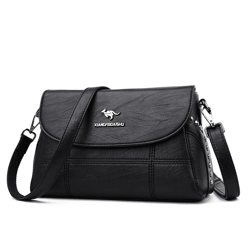 Women's High Shoulder Crossbody Bag PU Leather Messenger Handbag