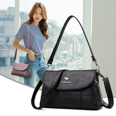 Women's High Shoulder Crossbody Bag PU Leather Messenger Handbag