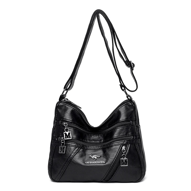 Soft Leather Purses Handbags Multi-pocket Crossbody Shoulder Bag Women Sac