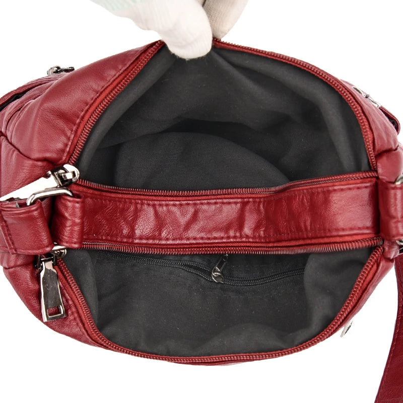 Soft Leather Purses Handbags Multi-pocket Crossbody Shoulder Bag Women Sac