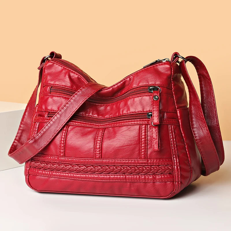 Soft Leather Shoulder Bag for Ladies Casual Hobos Sac Crossbody Bags