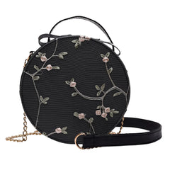 Sweet Lace Round Handbags PU Leather Women Crossbody Bags