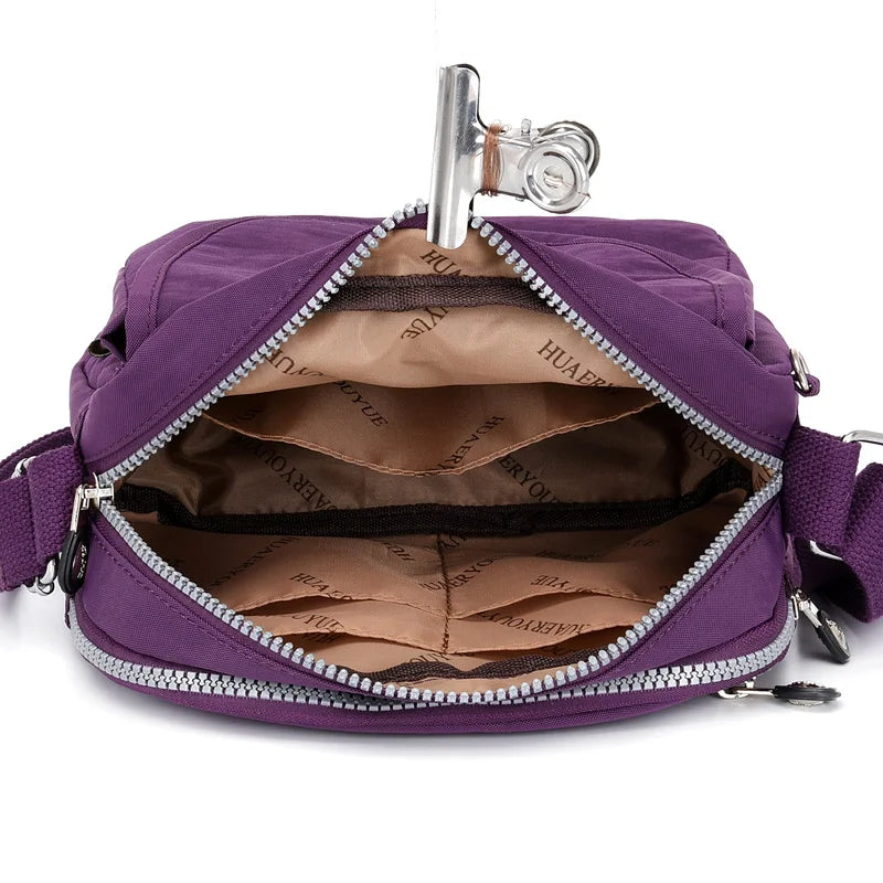 Waterproof Light Nylon Women Crossbody Bag Multi-Pockets Female Shoulder Bag