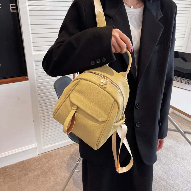 Waterproof Leather Women Backpack College Travel Rucksack School Bags