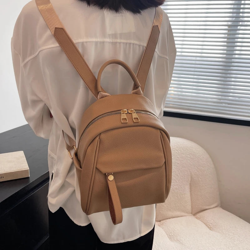 Waterproof Leather Women Backpack College Travel Rucksack School Bags