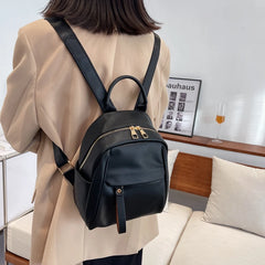 Waterproof Leather Women Backpack College Travel Rucksack School Bags