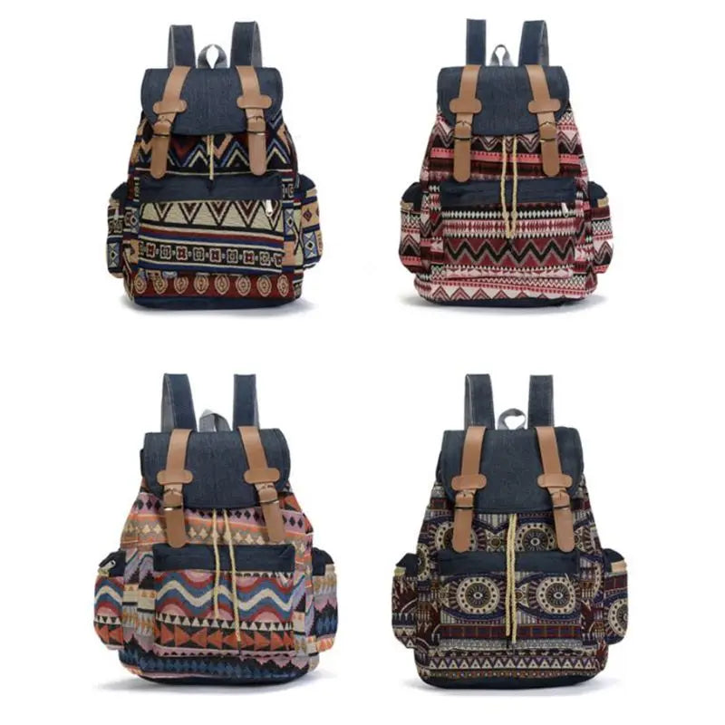 High Women Canvas Vintage Backpack Ethnic Backpacks Bohemian Backpack Schoolbag