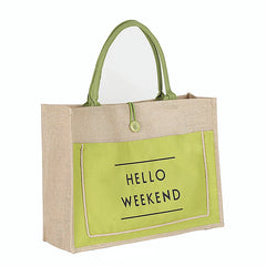 Women Linen Tote Large Capacity Shoulder Bag Casual Beach Shopping Handbag