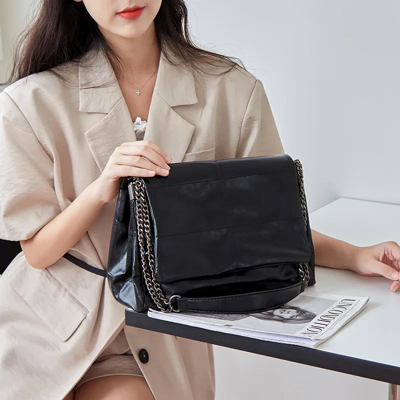 High Women Leather Shoulder Bag Large Capacity Crossbody