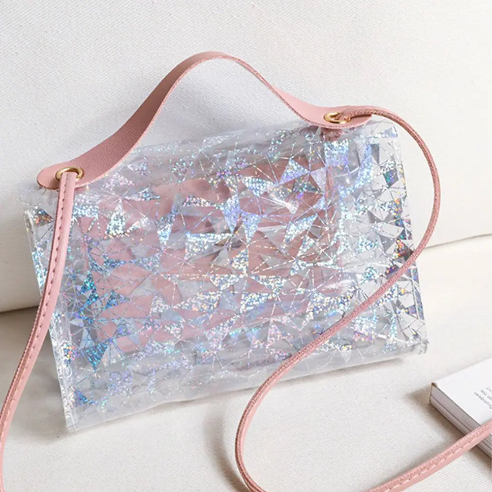 Women PU Leather Shoulder Bags Transparent Square Handbags Small Crossbody Bags