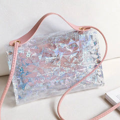 Women PU Leather Shoulder Bags Transparent Square Handbags Small Crossbody Bags