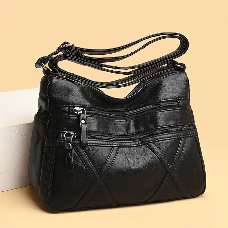 Women's Leather Shoulder Bag Multi-Layer Classic Crossbody Handbag