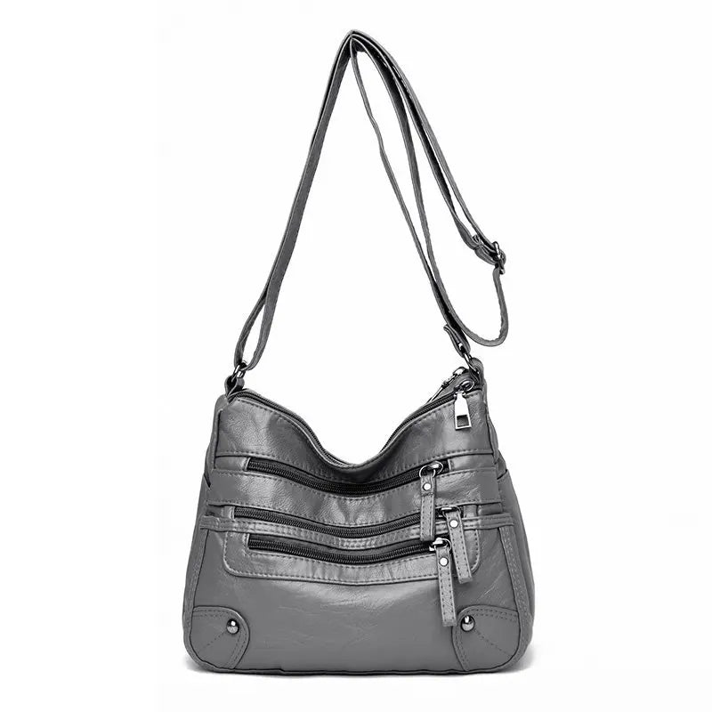 Soft Leather Shoulder Bag Multi-Layer Handbag