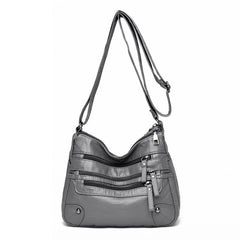 Soft Leather Shoulder Bag Multi-Layer Handbag