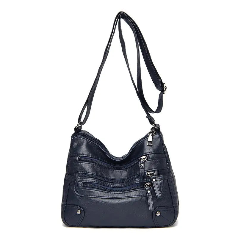 Soft Leather Shoulder Bag Multi-Layer Handbag