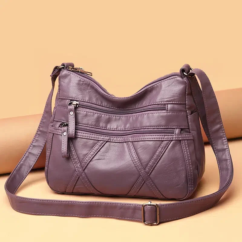 Women's Leather Shoulder Bag Multi-Layer Classic Crossbody Handbag
