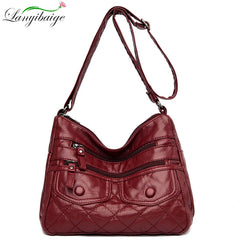Women's Leather Shoulder Bags Multi-Layer Crossbody Handbag
