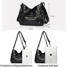 Women's Soft Leather Shoulder Bag Multi-Layer Crossbody Handbag Purse