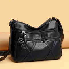 Women's Leather Shoulder Bag Multi-Layer Classic Crossbody Handbag