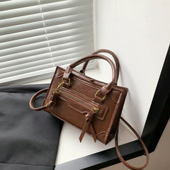 Women's High Zipper Shoulder Bag Crossbody Messenger Lady Armpit Square Bag