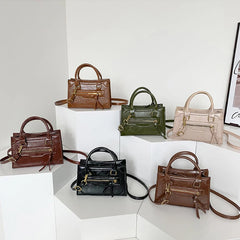 Women's High Zipper Shoulder Bag Crossbody Messenger Lady Armpit Square Bag