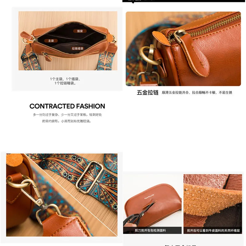 Oil Wax Leather Shoulder Bag for Women Crossbody Handbag