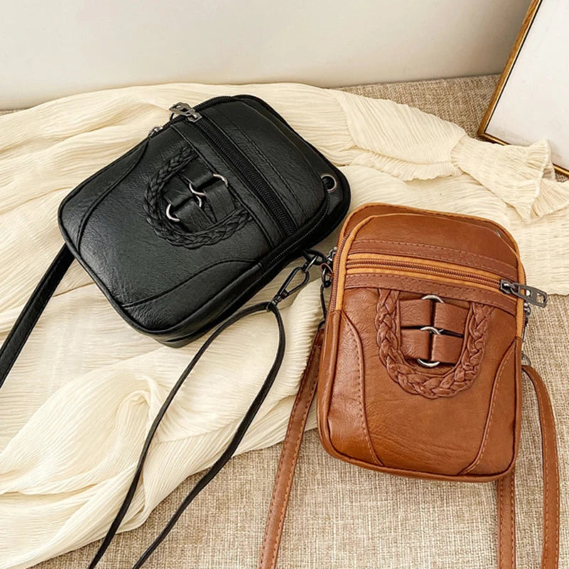 High-capacity Shoulder Bags PU Women Mobile Phone Bags Mini Female