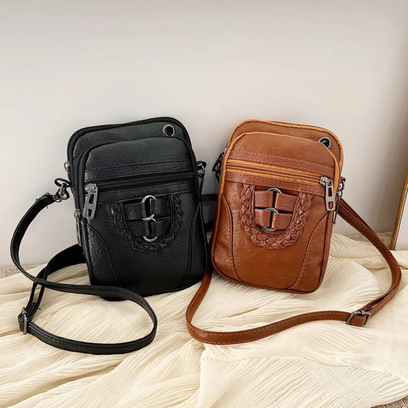 High-capacity Shoulder Bags PU Women Mobile Phone Bags Mini Female