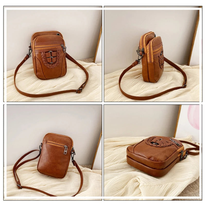 High-capacity Shoulder Bags PU Women Mobile Phone Bags Mini Female