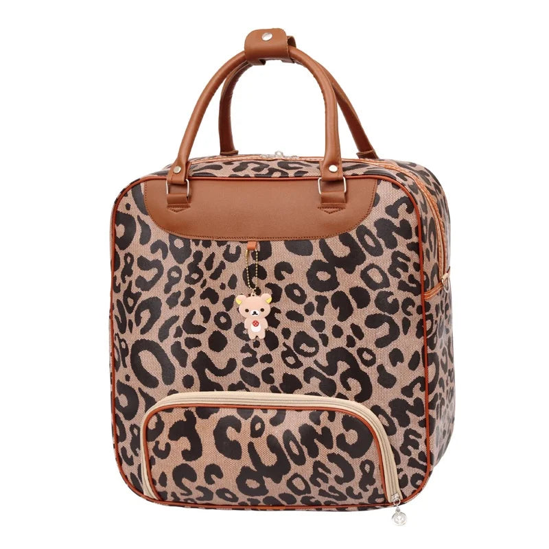 High-capacity Leopard Travel Bag PU Waterproof Men Women All-match