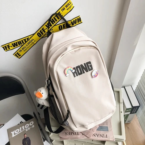 High Capacity Nylon Backpack Harajuku Travel Rucksack