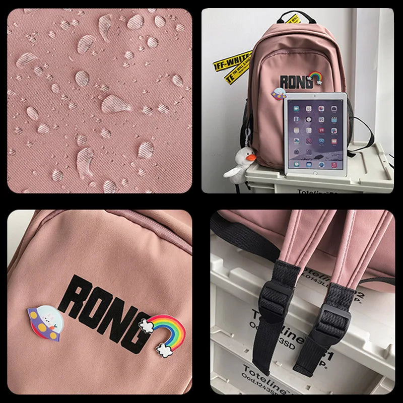 High Capacity Nylon Backpack Harajuku Travel Rucksack