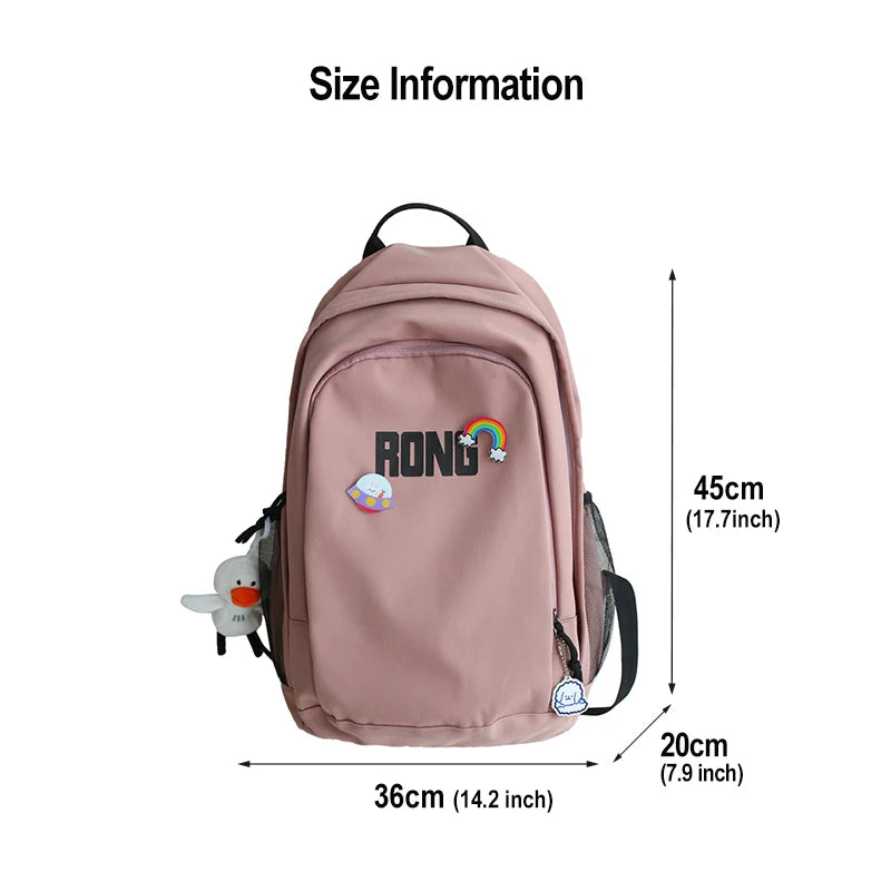 High Capacity Nylon Backpack Harajuku Travel Rucksack