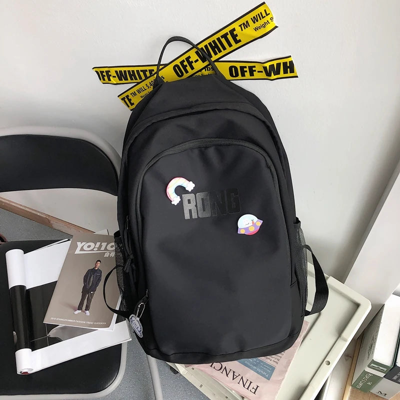High Capacity Nylon Backpack Harajuku Travel Rucksack