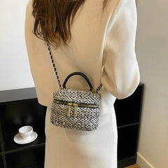 Winter Woolen Plaid Cloth Crossbody Bag for Ladies