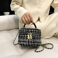 Winter Woolen Plaid Cloth Crossbody Bag for Ladies